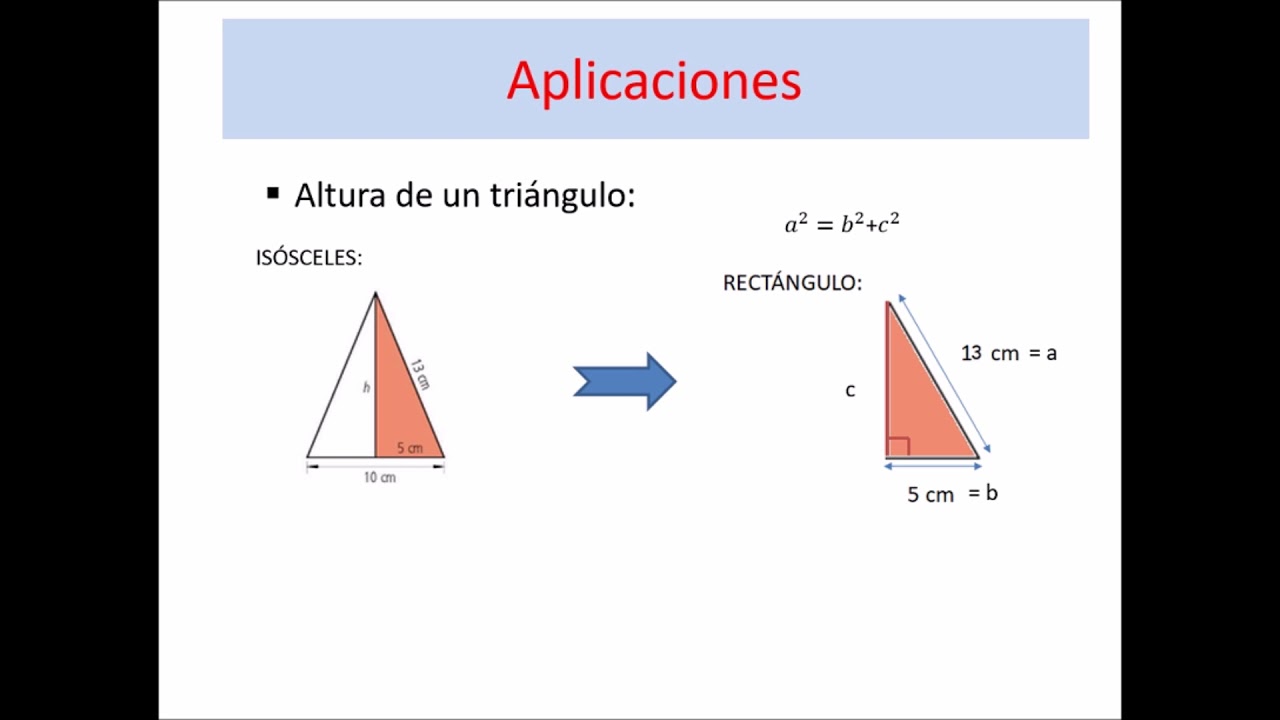 Aplicaciones teorema de Pitágoras II (altura de un