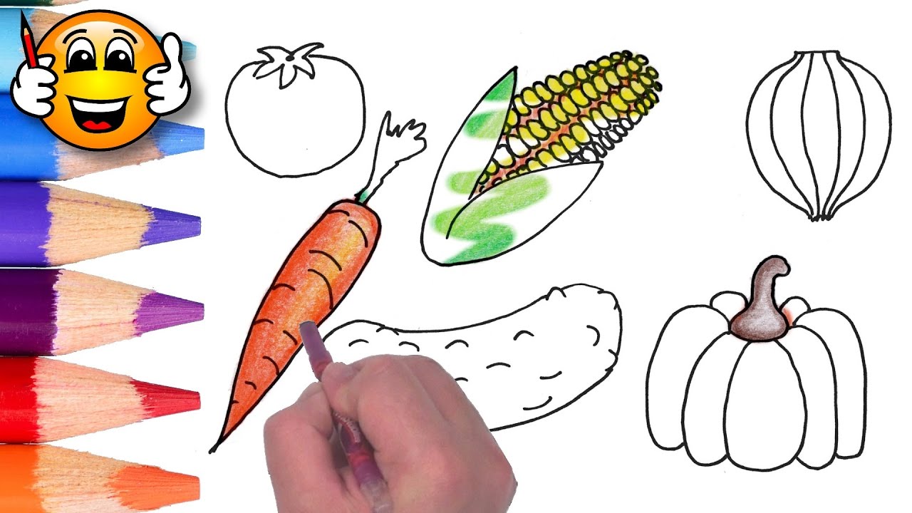Coloring Pages For Kids Vegetables Corn Pumpkin Coloring For Kids Bibabibo Youtube