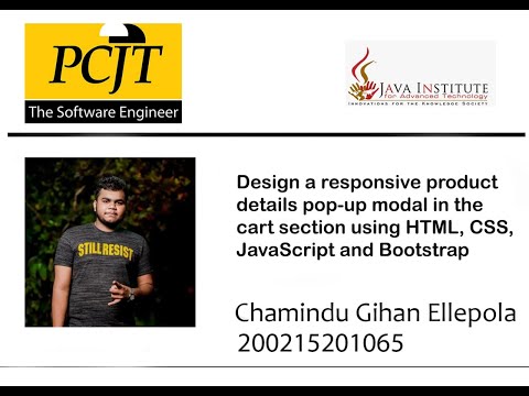 Design a responsive product details pop-up modal in the cart section using HTML, CSS, JavaScript and