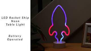 Led Rocket Ship Neon Table Light - 9 - Blue And Red Northlight Fm91960