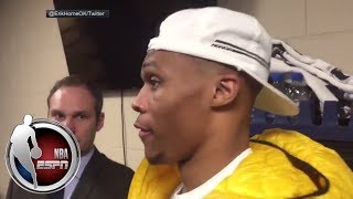 Russell Westbrook on shoving fan who ran on court after Thunder game | NBA on ESPN