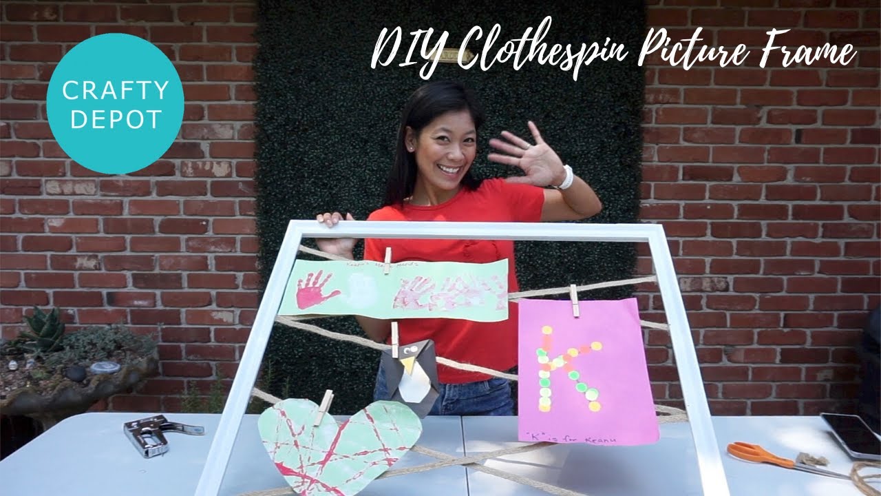 DIY Clothespin Picture Frame - YouTube