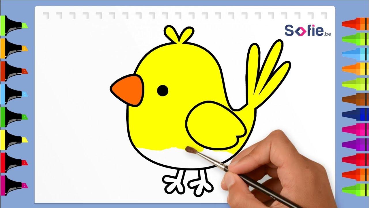 Kuikentje tekenen 🐤 Schattig vogeltje tekenen ️How to draw a chick easy ...