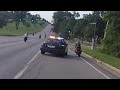 Motorcycle VS Cops Chasing Bikers Swerves At Stunt Bikes Police Chase Street Bike Runs From Cop 2016