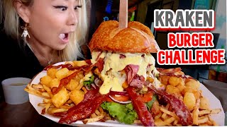 MASSIVE KRAKEN BURGER CHALLENGE at The Tangent Inn in Tangent, OR!! in RECORD TIME! #RainaisCrazy