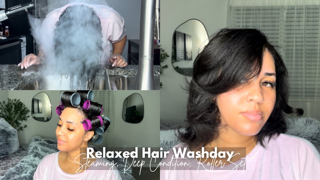Relaxed Hair Washday - Roller Set, Hair Steam & Deep Condition 💕