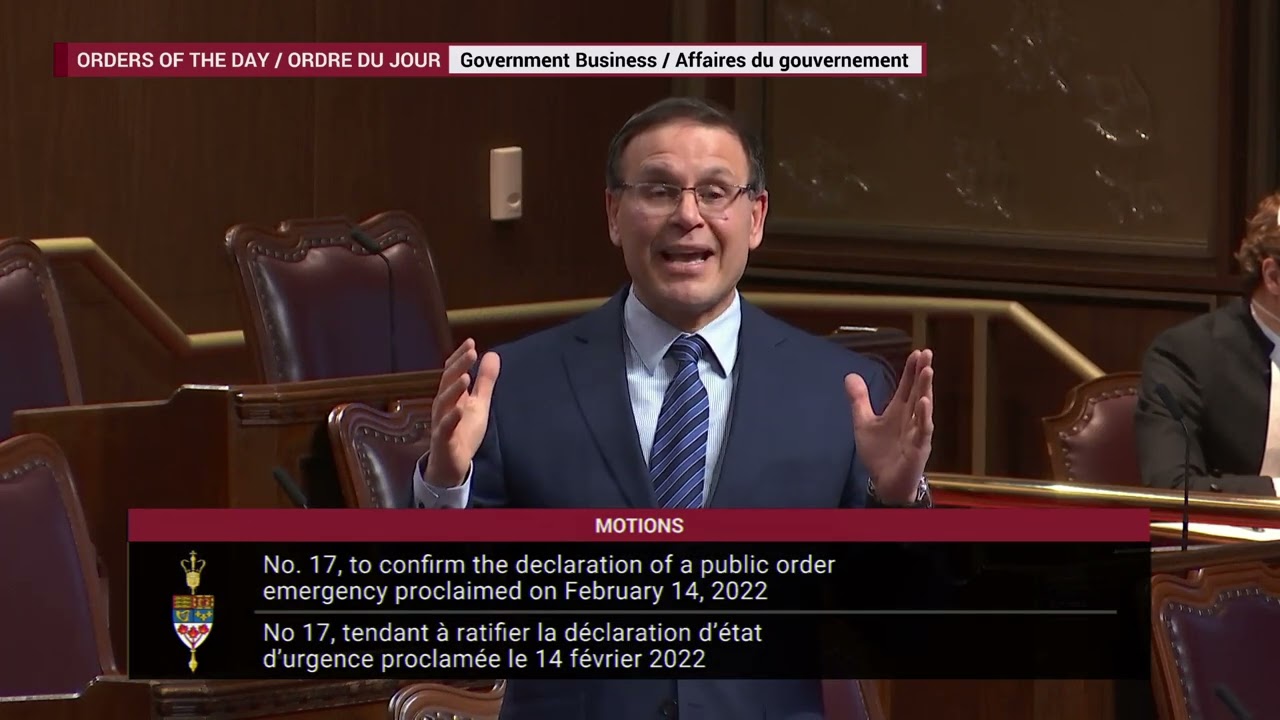 Senator Housakos gives POWERFUL speech against Emergencies Act