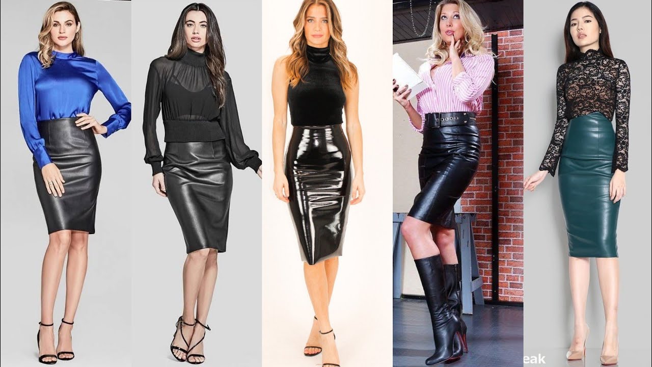 High rated leather pencil skirts outfits designs for working women's ...