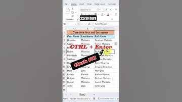 22/30 Days | Flash Fill | #excel #exceltips #shortvideo #exceltricks #flash fill #shorts