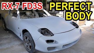 フロントバンパーのスムージングが完成してボディの鈑金完了！【#45 Mazda RX-7 FD3Sレストア】