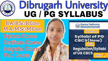 Dibrugarh University UG/PG 2023🔥New CBCS Syllabus Download Full Details