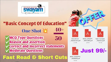 Swayam Basic Concept of Education/ One shot💥/Match It Question Type / Notes #swayam #swayamexam 