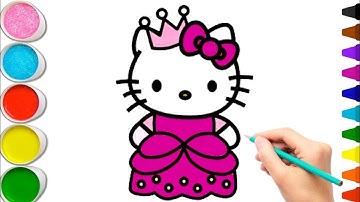 How to Draw Hello Kitty Princess 👑✨ | Cute Drawing for Kids 🎨💖
