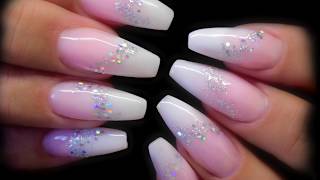 Baby Boomer Faded Ombre French Nails With Sparkle Dulce Nail Sprinkles Youtube