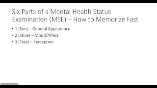 Mental Health Status Examination -- How to memorize fast