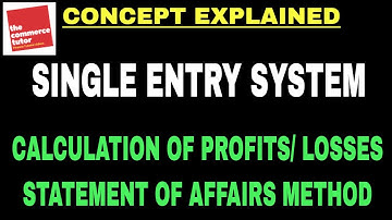 Calculation of Profit or Loss in Single Entry using Statement of Affairs Method