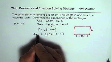 Length of rectangle is one less than twice the width for given perimeter
