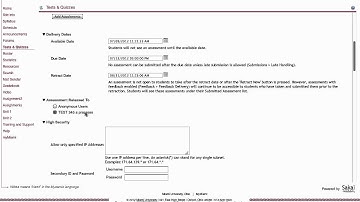 Niihka: Editing settings for tests and quizzes