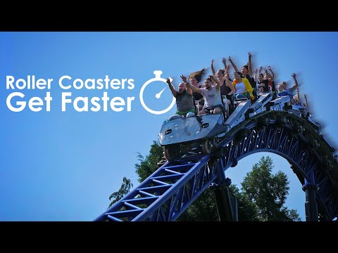 Roller coasters speed up throughout the day, why?