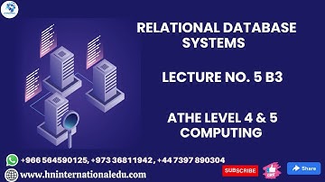Relational Database Lecture No. 05 B3 ATHE Level 4 & 5 Computing