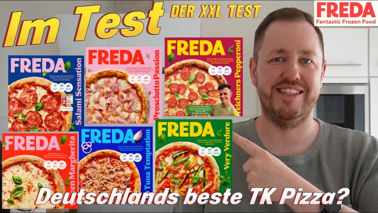 FREDA: 6 × Pizza aus dem Supermarkt im großen XXL Test
