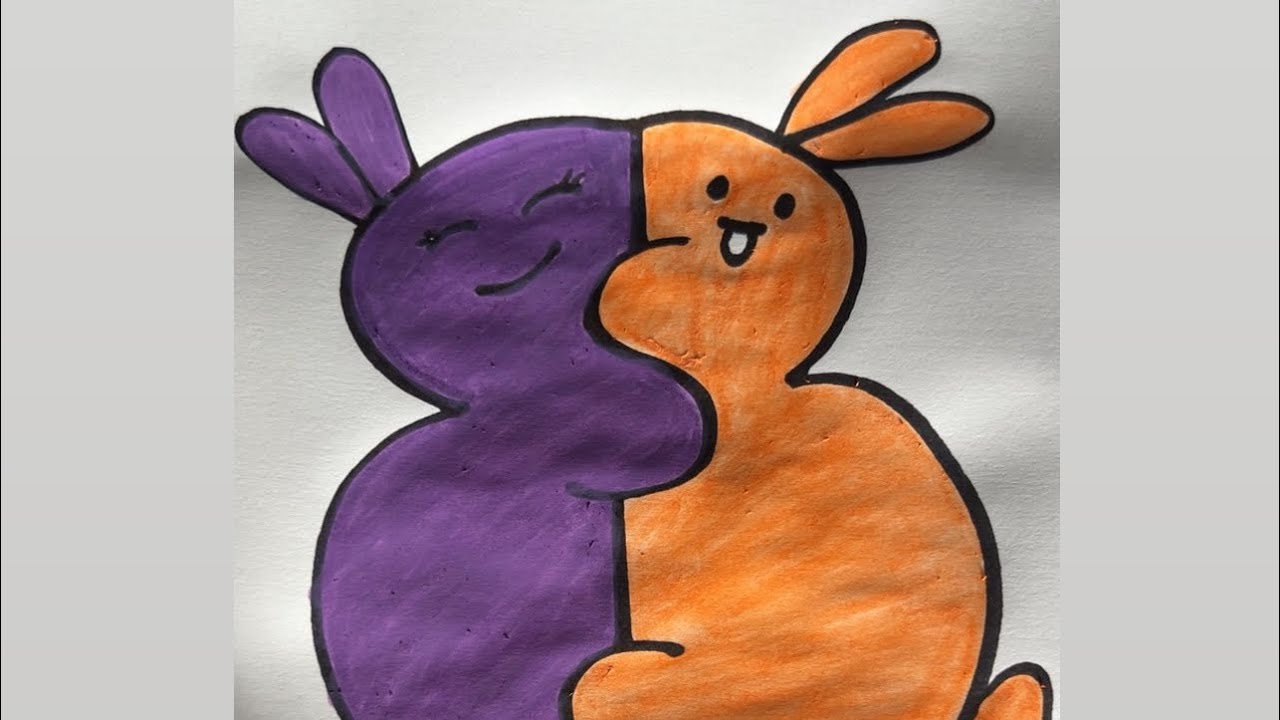 How To Draw Hugging Bunnies Easy | Bunny drawing from number /letter SS33| drawing with number
