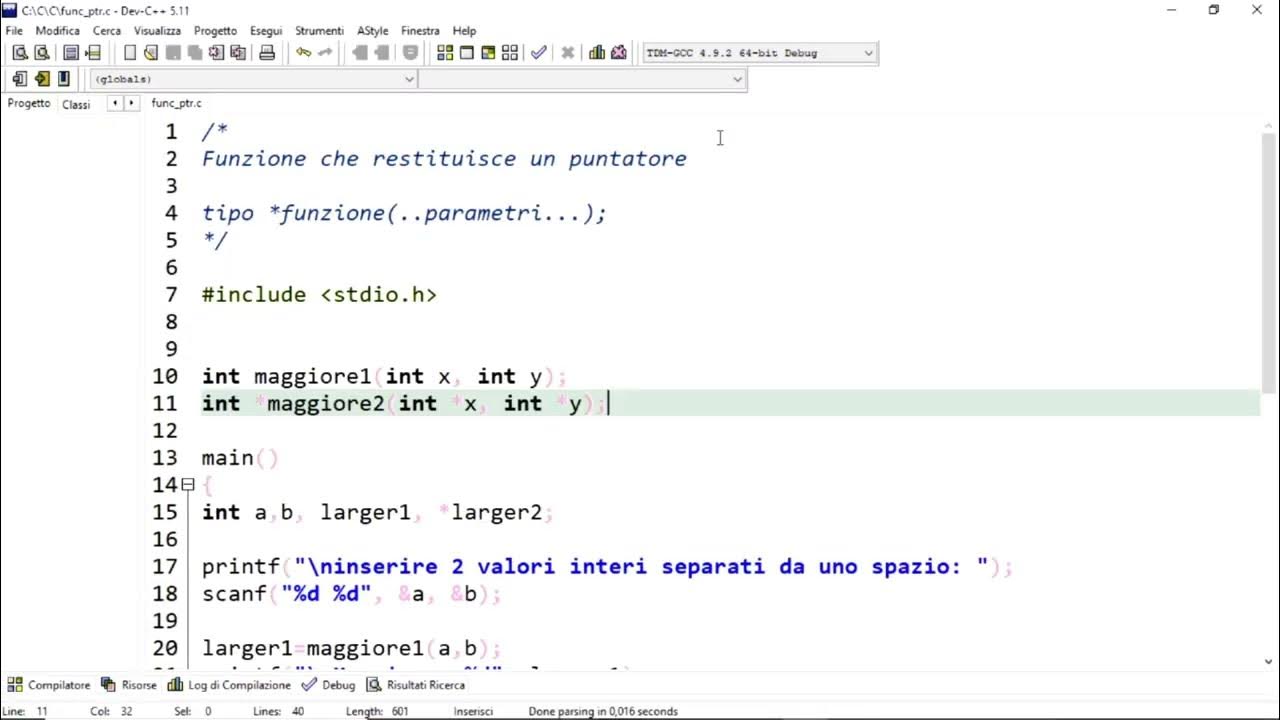 Linguaggio C - Funzioni che restituiscono un puntatore - YouTube