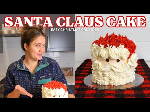 Easy Christmas Cake Decorating Idea Santa Claus Cake with Candy Cane Stripes!