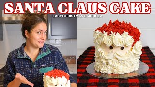 Easy Christmas Cake Decorating Idea: Santa Claus Cake with Candy Cane Stripes!