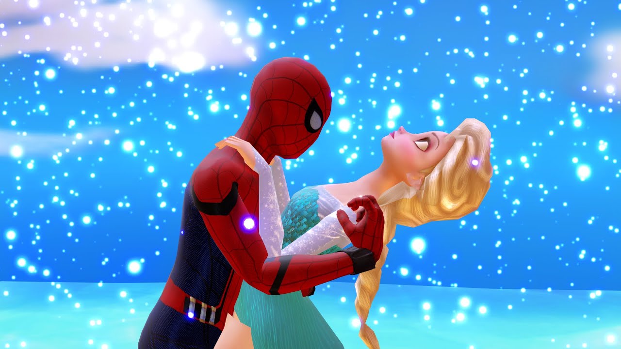 frozen heart, elsa, spider man, love story, kids, elsa and spider man, ca.....