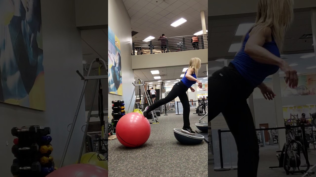 One Leg Squat on Bosu & Stability Ball - YouTube