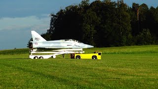 STUNNING!!! RC TURBINE JET MIRAGE TAKEOFF FROM SELFBUILD LAUNCH PAD WITH ROCKET BOOSTER