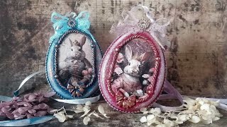 Vintage  Easter decor - Decoupage Easter craft idea - mixed media tutorial