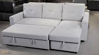 Urban Cali Venice Sleeper Sectional Sofa Bed With Reversible Storage Chaise