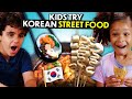 Kids Try Korean Street Food For The First Time! (Tteokbokki, Kimbap, Hotteok, Bungeo-ppang)