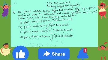 CSIR NET JUNE 2013 ||Ordinary Differential equation||Method of Variation of Parameters