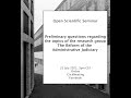 Open Scientific Seminar "Preliminary questions"