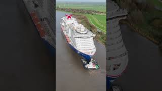 Huge Cruise Ship Squeezing Down a Tiny River