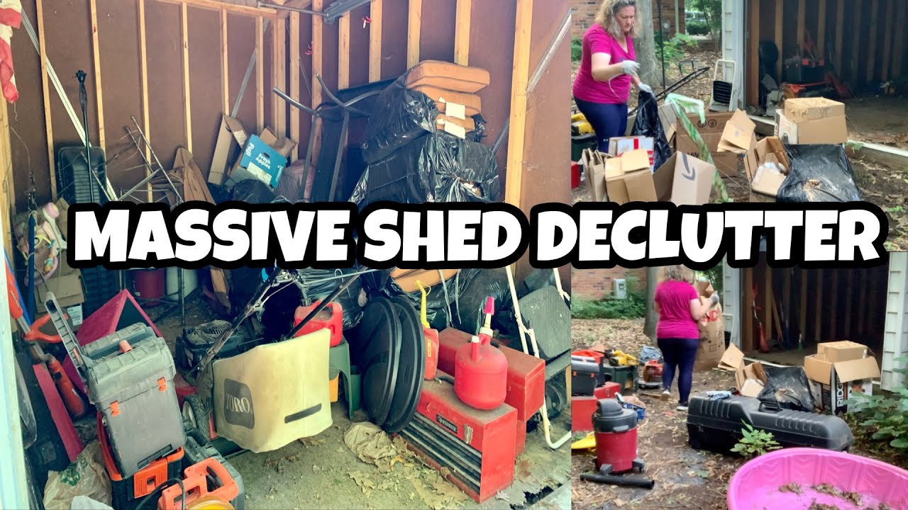 MASSIVE SHED DECLUTTER/ This thing was jammed with stuff 🤦‍♀️