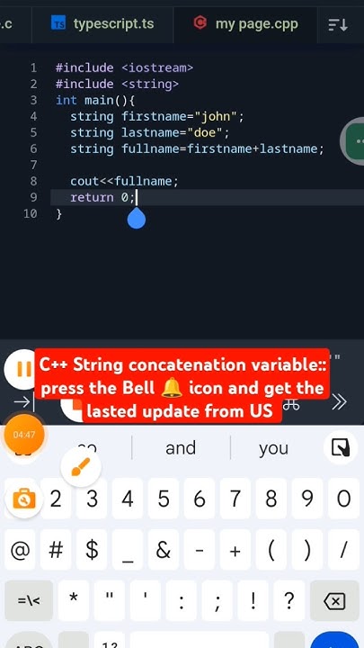 C++ String concatenation variable#shorts#c++#strings #concatenation# ...
