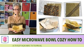 How to make quilted microwave bowl cozy holders  a Tulip Square quilting sewing tutorial