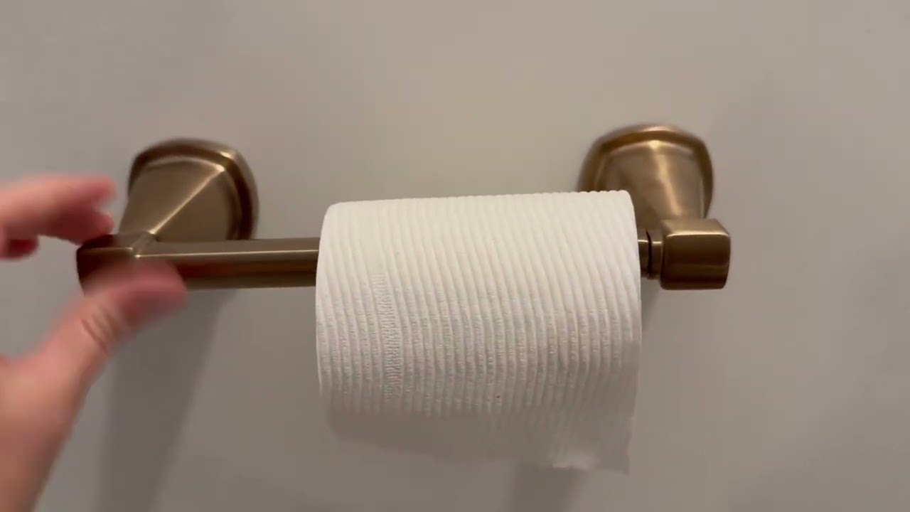 Delta Stryke 1 Pack Toilet Paper Holder Champagne Bronze Tissue Roll Holder, Easy open and looks gre