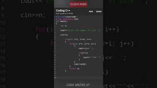 Normal C++ pattern program tutorial video || 💯🧠 #coding #youtubeshorts #codewriter07 #c++pattern