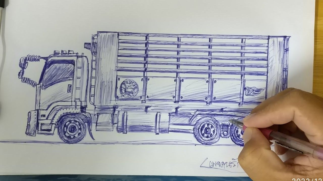 สอนวาดรูปรถบรรทุก รถสิบล้อ รถดั้ม