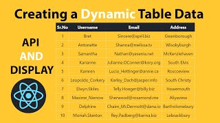 Dynamic Table Data Fetched from an API in React Js react reactjstutorial
