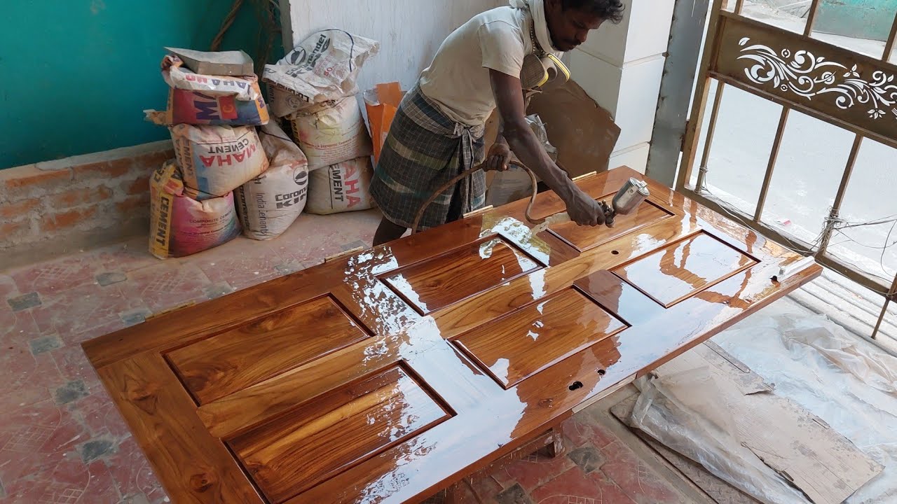 PU wood polish work second coating applying YouTube