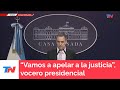 “Vamos a apelar a la justicia” Manuel Adorni, vocero presidencial