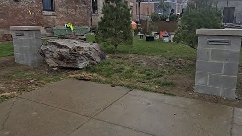 Full video, block columns with natural limestone caps, Footers dug&poured 100% by hand ,3ft deep#fun
