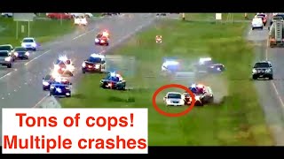Massive police chase of fugitive caught on camera