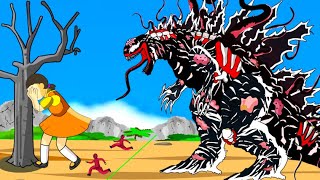 If Evolution Of Godzilla Venom Earth Zombie Playing Squid Game Animation | 어몽어스 오징어 게임